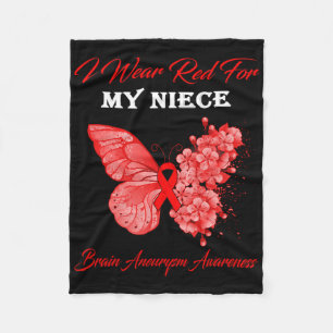Butterfly I Wear Red For My Niece Brain Aneurysm A Fleece Blanket