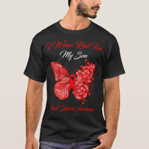 Butterfly I Wear Red For My Son Heart Disease Awar T-Shirt