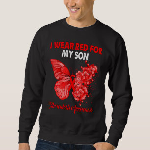 Butterfly I Wear Red For My Son Tuberculosis Aware Sweatshirt