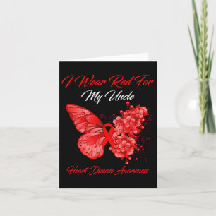 Butterfly I Wear Red For My Uncle Heart Disease Aw Card