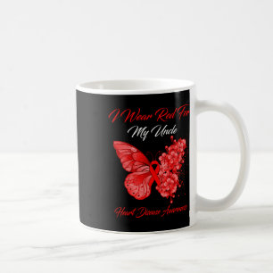 Butterfly I Wear Red For My Uncle Heart Disease Aw Coffee Mug