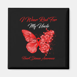 Butterfly I Wear Red For My Uncle Heart Disease Aw Magnet