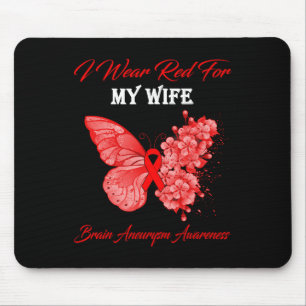 Butterfly I Wear Red For My Wife Brain Aneurysm Aw Mouse Mat