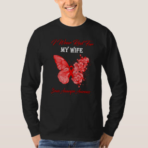 Butterfly I Wear Red For My Wife Brain Aneurysm Aw T-Shirt