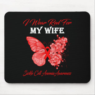 Butterfly I Wear Red For My Wife Sickle Cell Anemi Mouse Mat