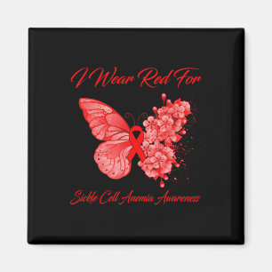 Butterfly I Wear Red For Sickle Cell Anaemia Aware Magnet