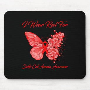 Butterfly I Wear Red For Sickle Cell Anaemia Aware Mouse Mat