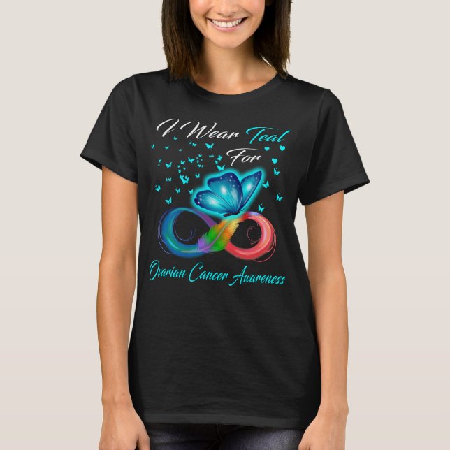 Butterfly I Wear Tead For Ovarian Cancer Awareness T-Shirt (Front)
