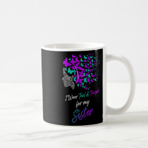 Butterfly I Wear Teal And Purple For Sister Suicid Coffee Mug