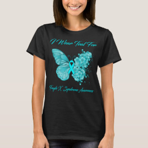 Butterfly I Wear Teal For Fragile X Syndrome T-Shirt