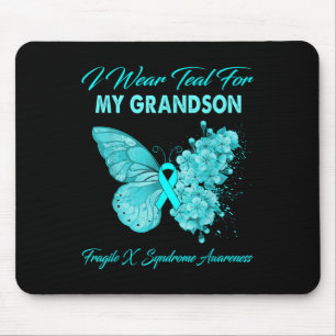 Butterfly I Wear Teal For My Grandson Fragile X Sy Mouse Mat