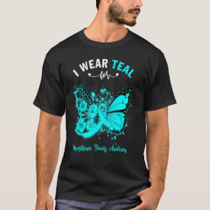 Butterfly I Wear Teal For Myasthenia Gravis Awaren T-Shirt