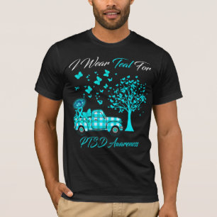 Butterfly I Wear Teal For PTSD Awareness T-Shirt
