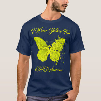 Butterfly I Wear Yellow For ADHD Awareness478 T-Shirt