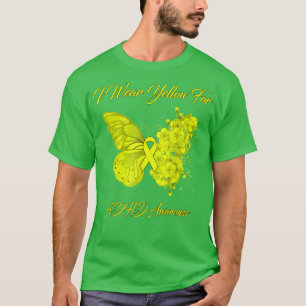 Butterfly I Wear Yellow For ADHD Awareness T-Shirt