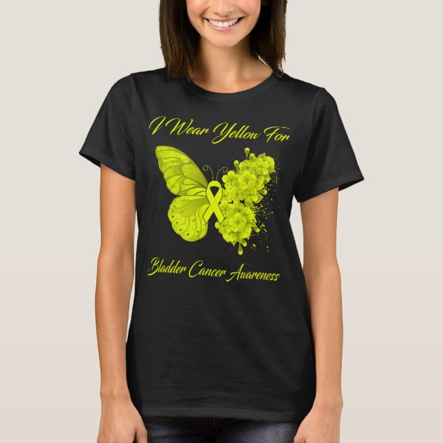 Butterfly I Wear Yellow For Bladder Cancer  T-Shirt (Front)