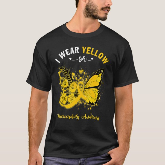 Butterfly I Wear Yellow For Microcephaly Awareness T-Shirt (Front)
