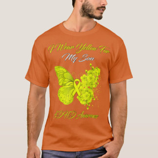Butterfly I Wear Yellow For My Son ADHD Awareness T-Shirt
