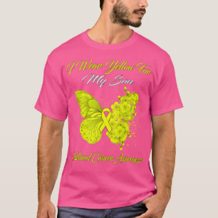 Butterfly I Wear Yellow For My Son Childhood Cance T-Shirt