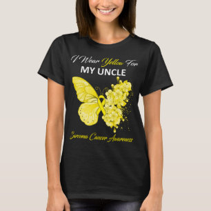 Butterfly I Wear Yellow For My Uncle Sarcoma Cance T-Shirt