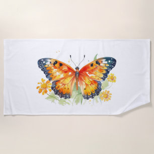 Butterfly illustration beach towel