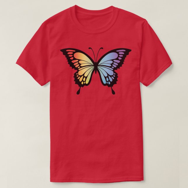 Butterfly Illustration Design Rainbow Detailed Win T-Shirt (Design Front)