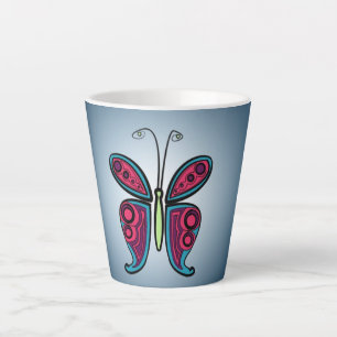 Butterfly Illustration Latte Mug