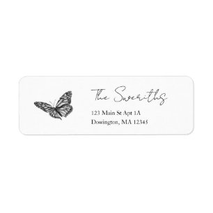 Butterfly Illustration Return Address Label