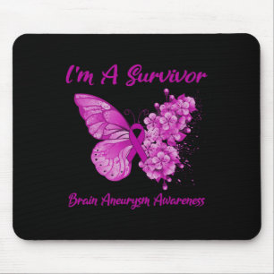 Butterfly I'm A Survivor Brain Aneurysm Awareness Mouse Mat