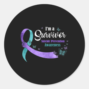 Butterfly I'm A Survivor Suicide Prevention Awaren Classic Round Sticker