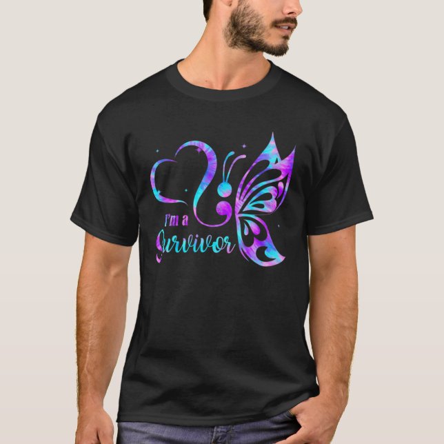 Butterfly I'm A Survivor Suicide Prevention Awaren T-Shirt (Front)
