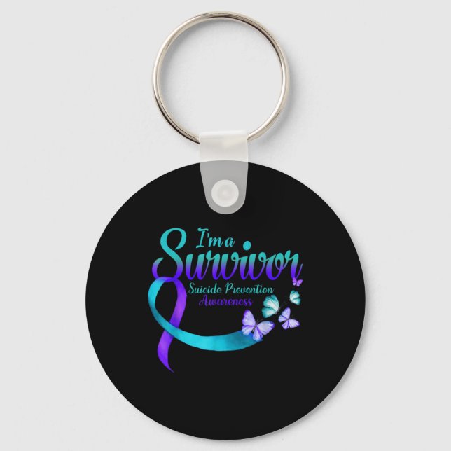 Butterfly Im A Survivor Suicide Prevention Awarene Key Ring (Front)