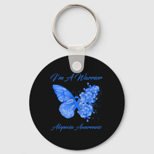 Butterfly I'm A Warrior Alopecia Awareness  Key Ring
