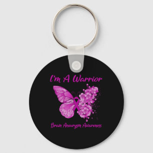 Butterfly I'm A Warrior Brain Aneurysm Awareness 1 Key Ring