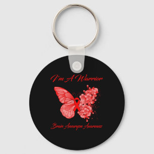 Butterfly I'm A Warrior Brain Aneurysm Awareness Key Ring