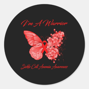 Butterfly I'm A Warrior Sickle Cell Anaemia Awaren Classic Round Sticker