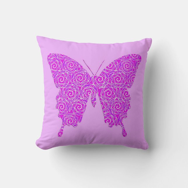 Butterfly in abstract pattern - lavender, purple cushion (Front)