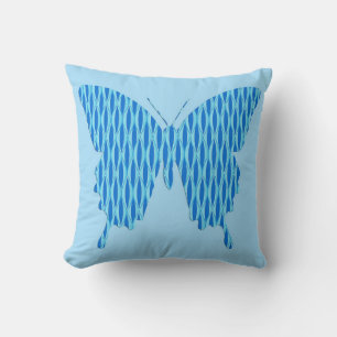 Butterfly in abstract print - shades of blue cushion
