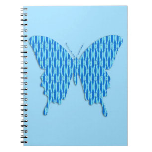 Butterfly in abstract print - shades of blue notebook