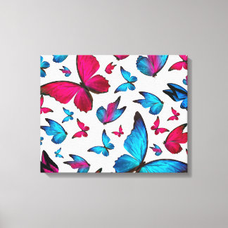 Butterfly in Blue And Pink Colour Canvas Print