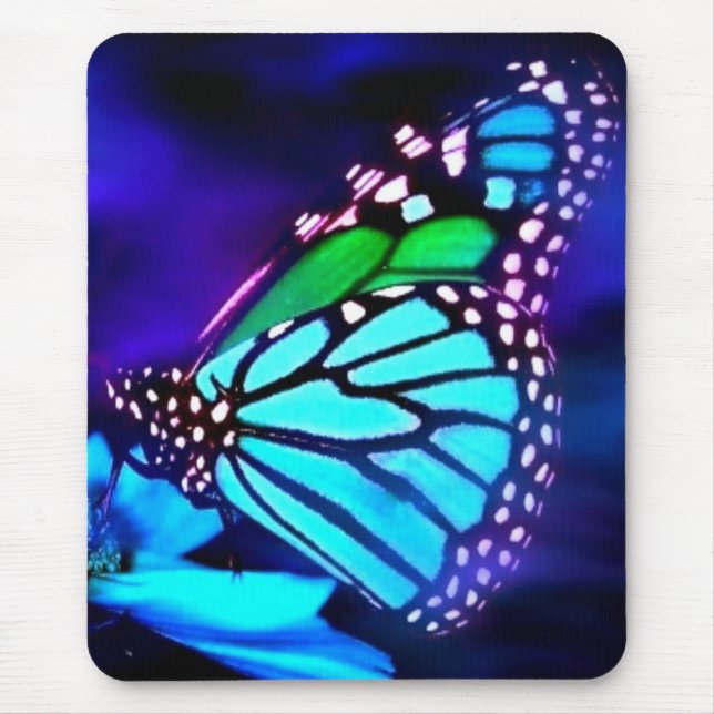 Butterfly in Blue Light Mouse Mat (Front)