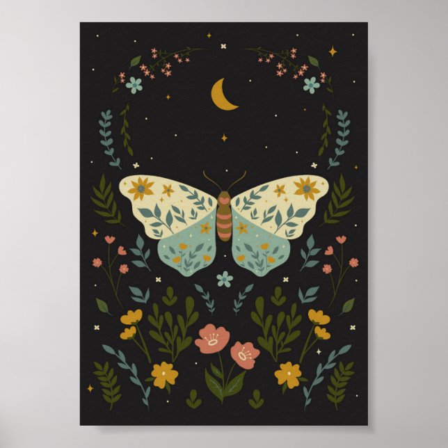 butterfly in boho style poster (Front)