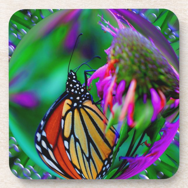Butterfly In Bubble Nature Art Coaster Set (Front)