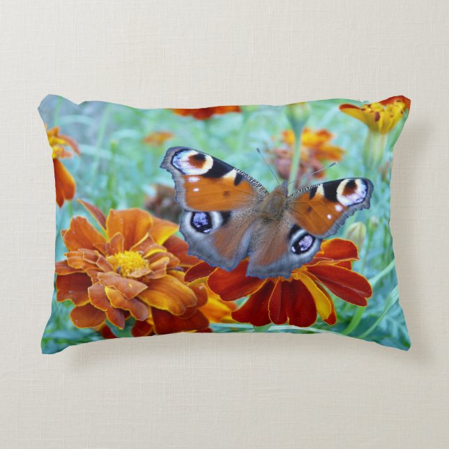 Butterfly In Colourful Garden Decorative Cushion (Front)