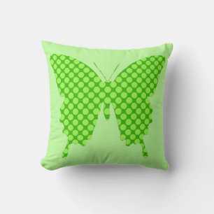 Butterfly in dot pattern - lime green cushion
