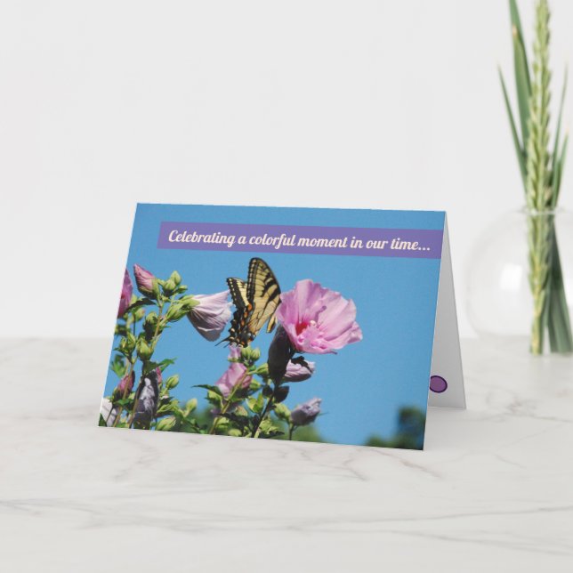 Butterfly in Flowers Thank you Card (Front)