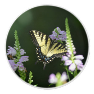 Butterfly in Garden Ceramic Knob