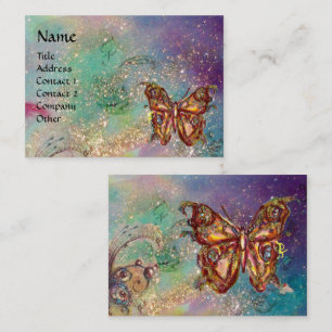 BUTTERFLY IN GOLD AND BLUE GREEN SPARKLES,teal Business Card