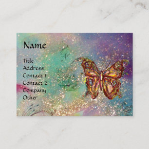 BUTTERFLY IN GOLD AND BLUE GREEN SPARKLES,teal Business Card