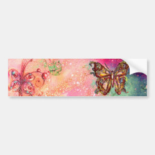 BUTTERFLY IN GOLD SPARKLES BUMPER STICKER